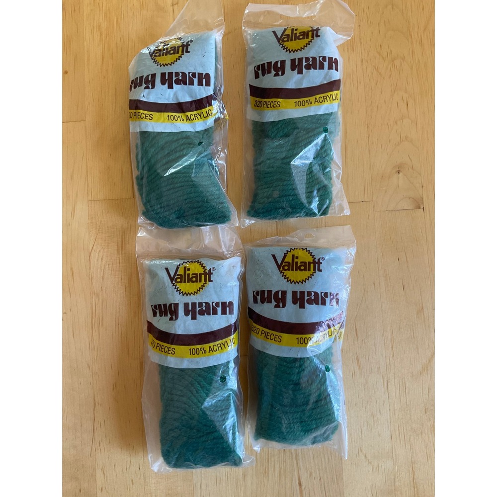 Valiant Rug Yarn Grass Green 6121  Acrylic 320‎ Pieces Pack 4 Vintage